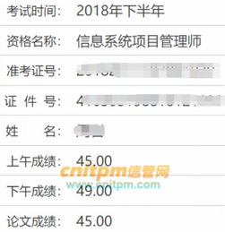 信管網2018年下半年信息系統項目管理師通過學員成績分享