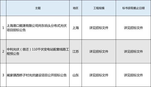 新能源項目招投標信息 7月 01期