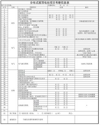 光伏電站項目考察表